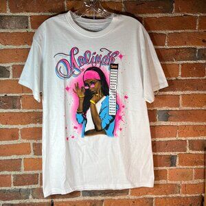 Aaliyah Graphic T Shirt NWT Medium White Airbrush Style Spencer’s Y2K Rap Tee